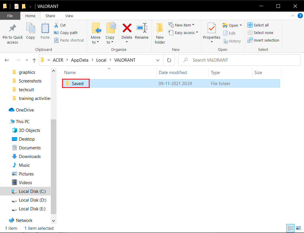 เปิดโฟลเดอร์ที่บันทึกไว้ในโฟลเดอร์ appdata ในเครื่อง valorant