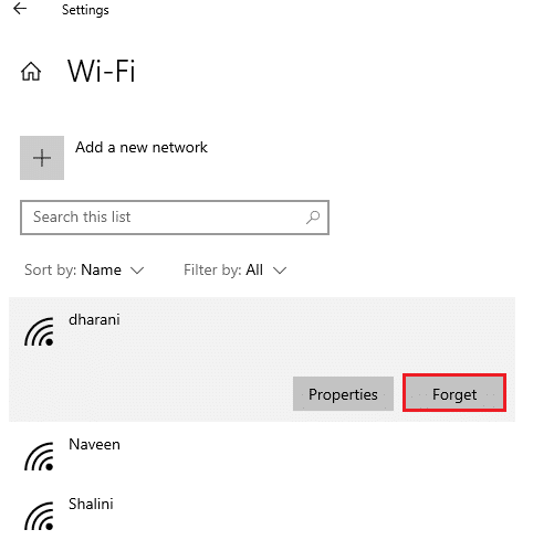 انقر فوق أي شبكة لاسلكية وحدد خيار Forget