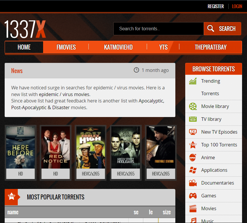 1337x | เว็บไซต์ torrent ที่ดีที่สุด