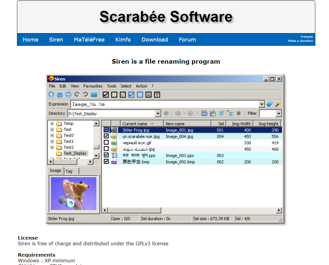 sirena | miglior software gratuito per rinominare file per Windows