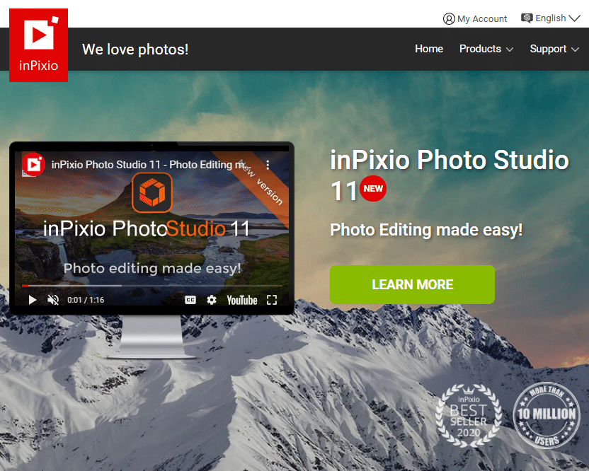 InPixioのダウンロードページ| PC用の無料の写真編集ソフトウェア