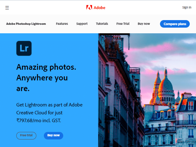 AdobeLightroomのダウンロードページ| PC用の無料の写真編集ソフトウェア