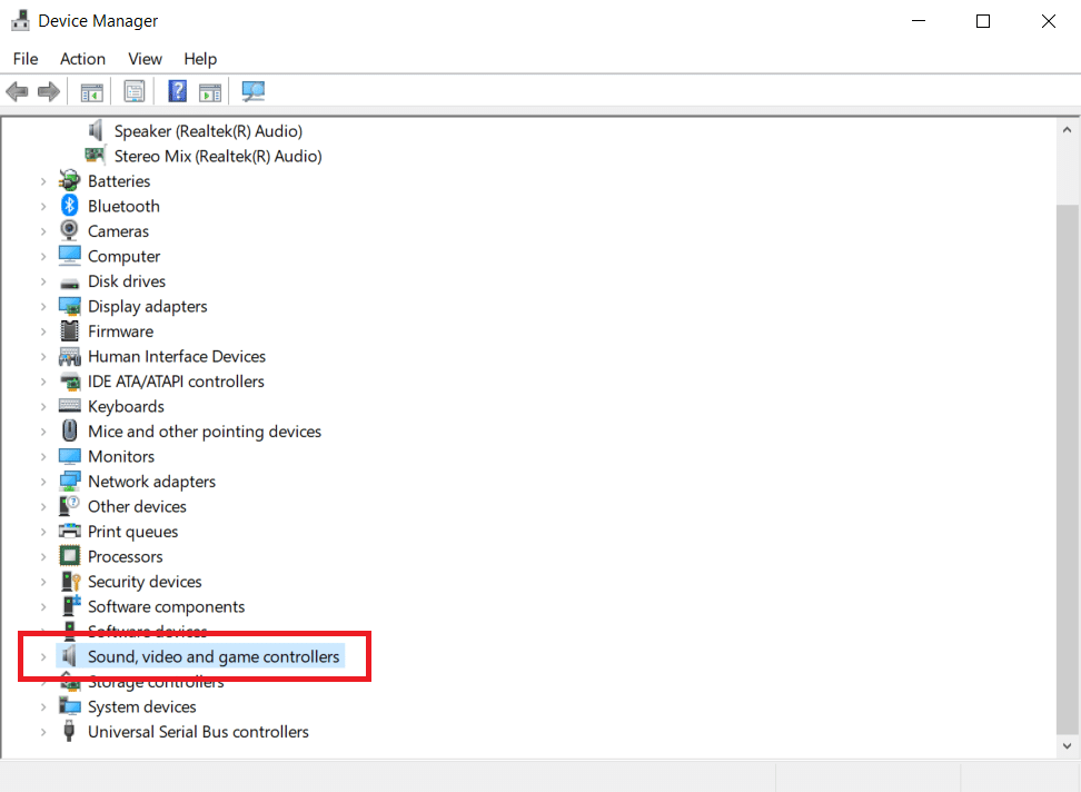 사운드 비디오 및 게임 컨트롤러를 확장합니다. Windows 10 오디오 딱딱거리는 소리 수정