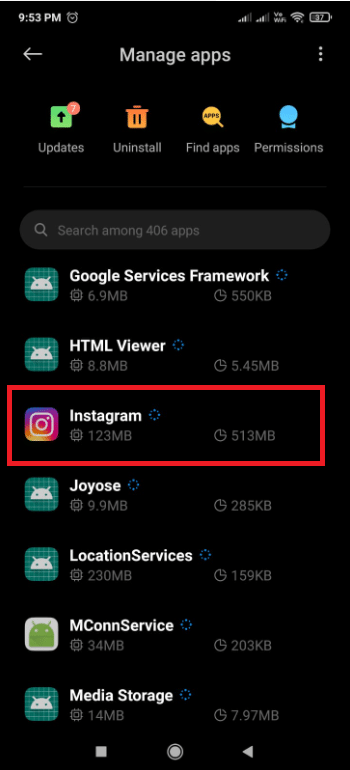 Wyszukaj Instagram i otwórz go
