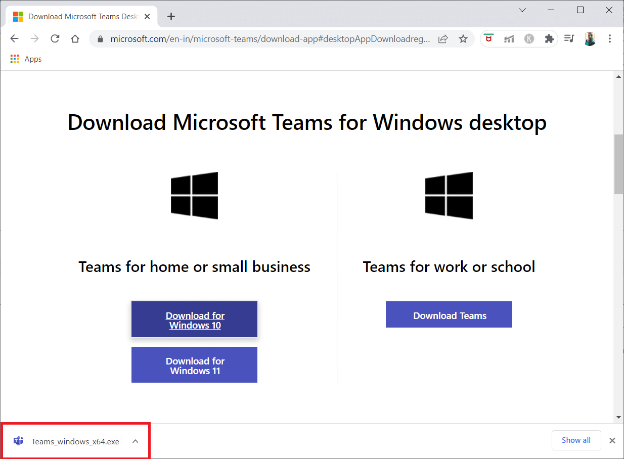 klik file pengaturan Teams windows x64 untuk menginstal