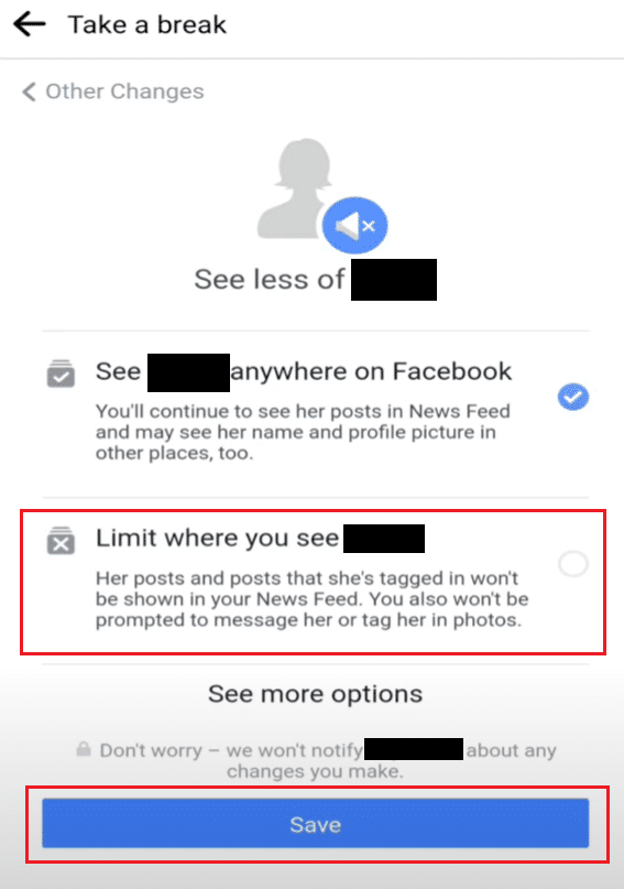 사람 옵션의 이름이 표시되는 위치를 제한합니다. Facebook에서 누군가로부터 휴식을 취하는 방법