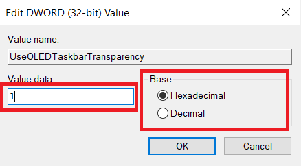 Atur Basis ke Heksadesimal dan Data Nilai ke 1