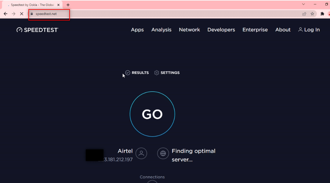 Посетите веб-сайт SpeedTest. Исправить Telegram Web не работает