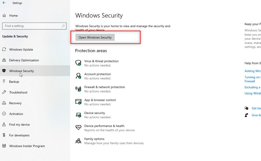 Нажмите кнопку «Открыть безопасность Windows». Исправить Telegram Web не работает