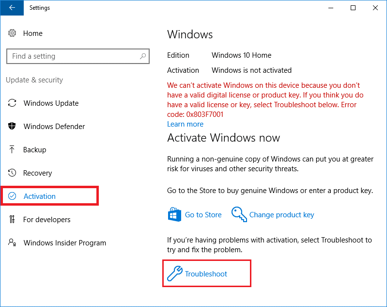 Aktivasyon sekmesine geçin. Sağ bölmede, Sorun Gider bağlantısını tıklayın. Windows 10 0xc004f075 Hatasını Düzeltin