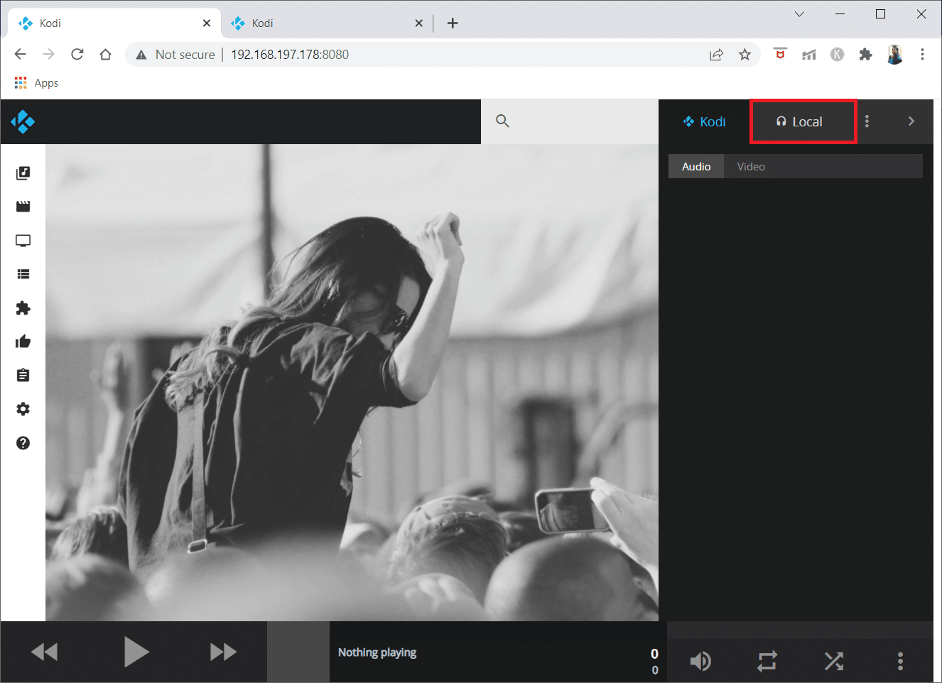Fare clic sulla scheda Locale sul lato sinistro dello schermo. Come utilizzare l'interfaccia Web di Kodi