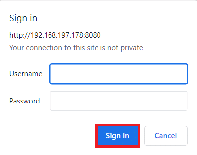 Inserisci il nome utente e la password che hai impostato in precedenza. Fare clic su Accedi
