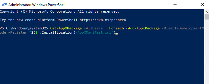 Comando PowerShell. Risolto il problema con il clic destro della barra delle applicazioni non funzionante