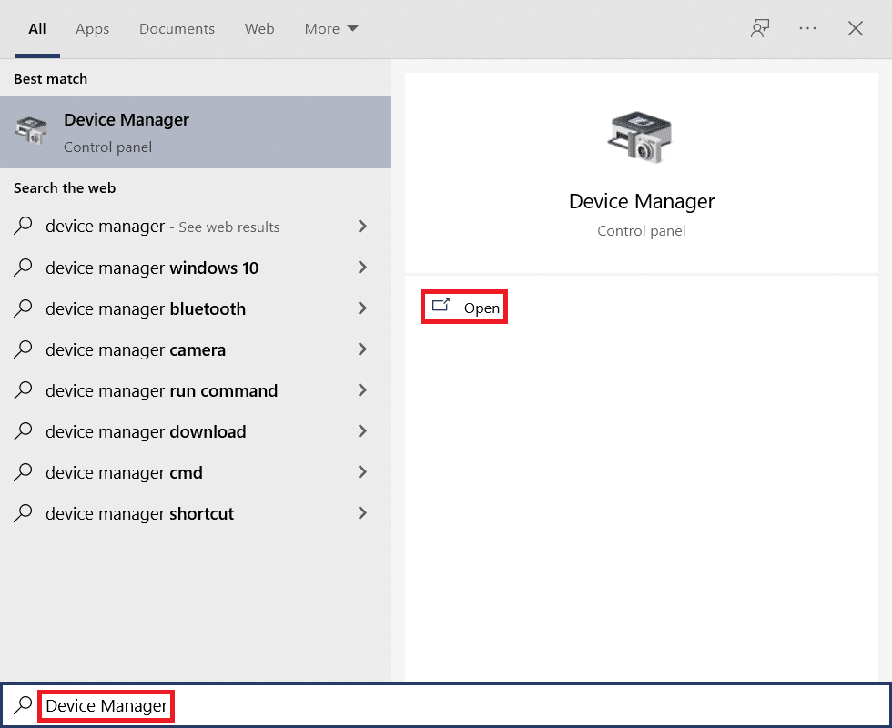 Clique em Iniciar e digite Gerenciador de dispositivos. Clique em Abrir. Corrigir o BSOD win32kfull.sys no Windows 10