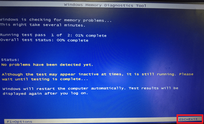 Aguarde até que o teste de memória seja concluído e verifique se algum erro é relatado. Corrigir o BSOD win32kfull.sys no Windows 10
