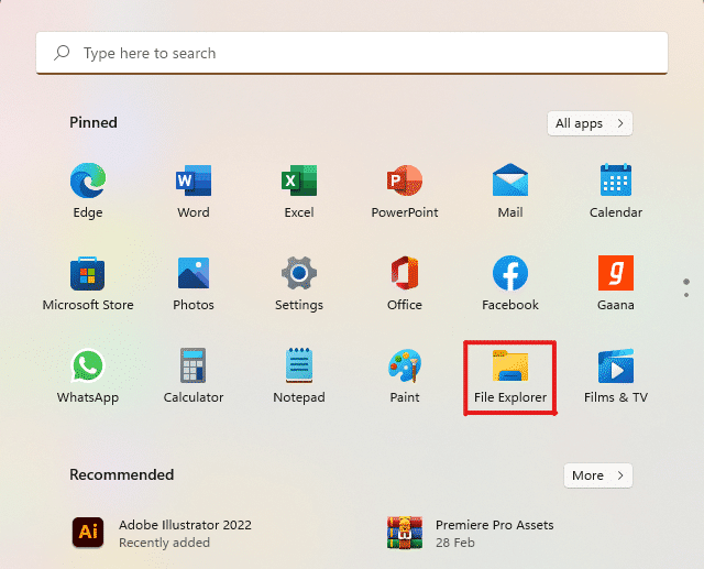 Abra o Explorador de Arquivos através do menu Iniciar | Como limpar o cache no Windows 11