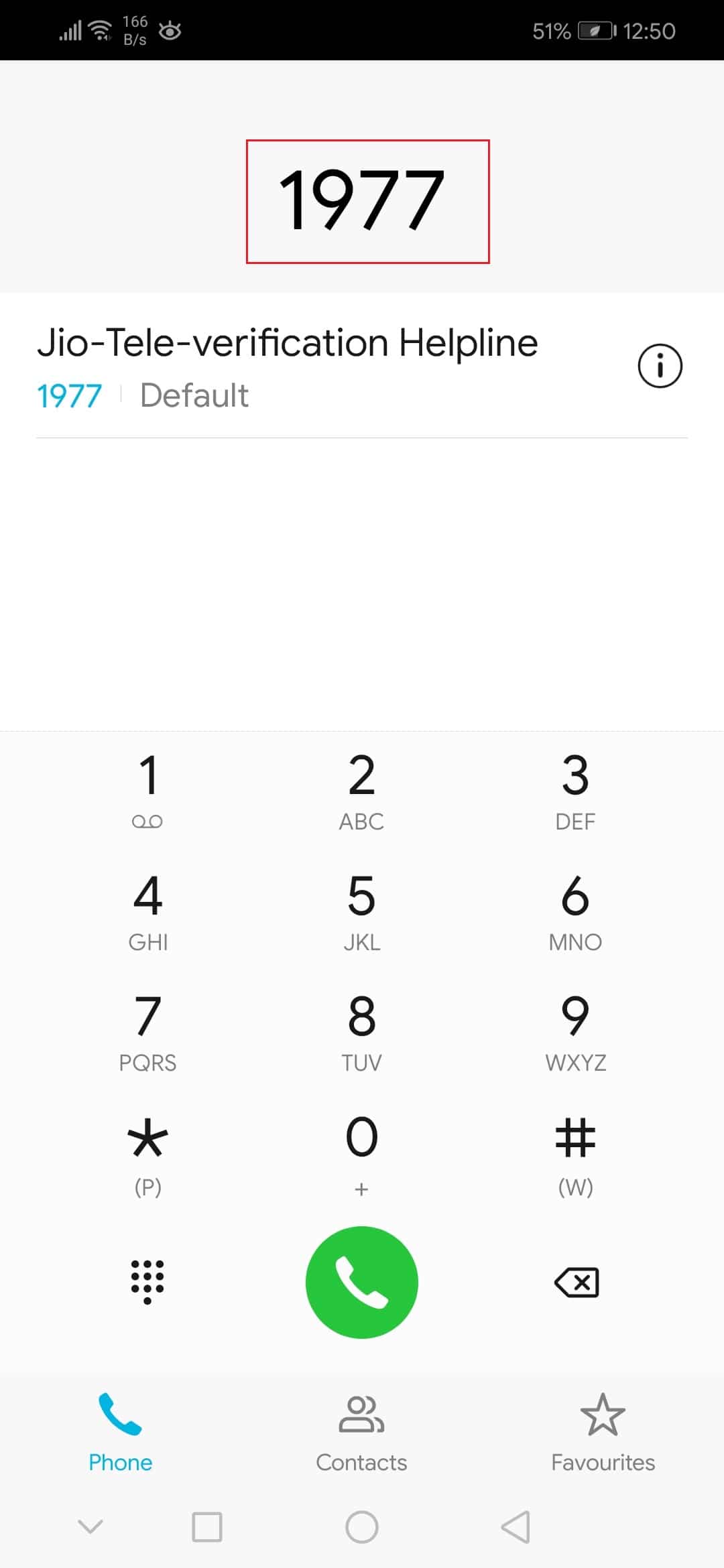 disque 1977 para tele verificar o Jio SIM no telefone Android