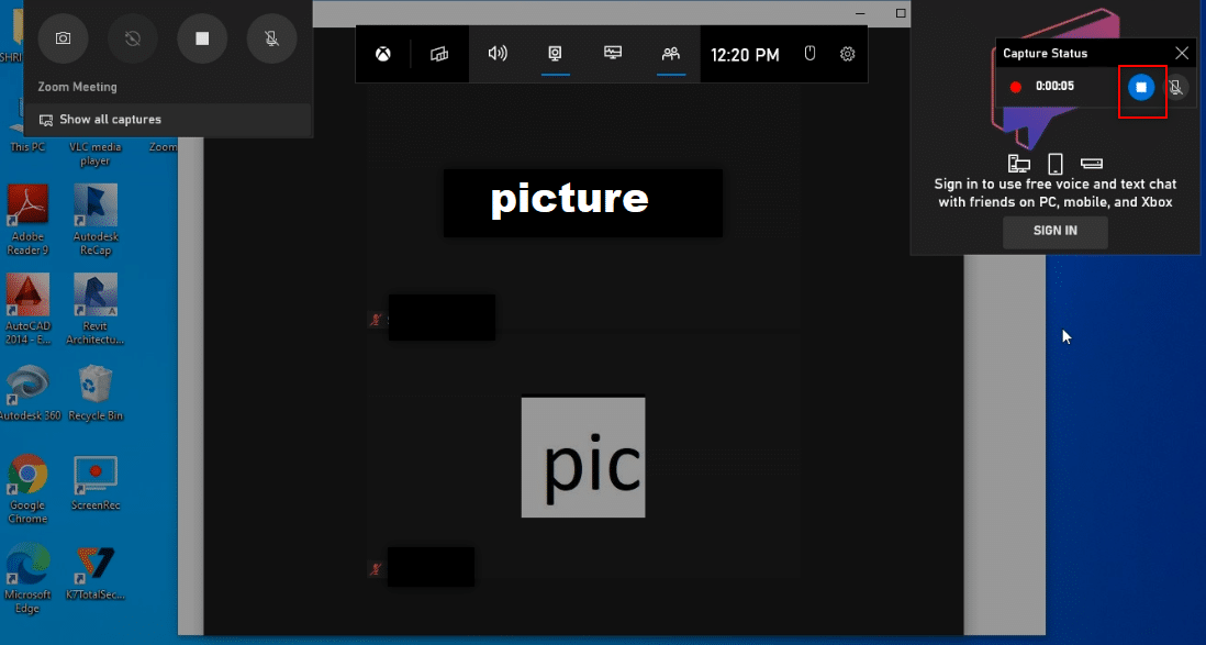 Klicken Sie auf die Schaltfläche Stopp. So zeichnen Sie ein Zoom-Meeting ohne Erlaubnis in Windows 10 auf