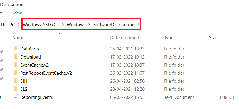 Accédez à l'emplacement. Correction de l'erreur de mise à jour Windows 10 0x80072ee7