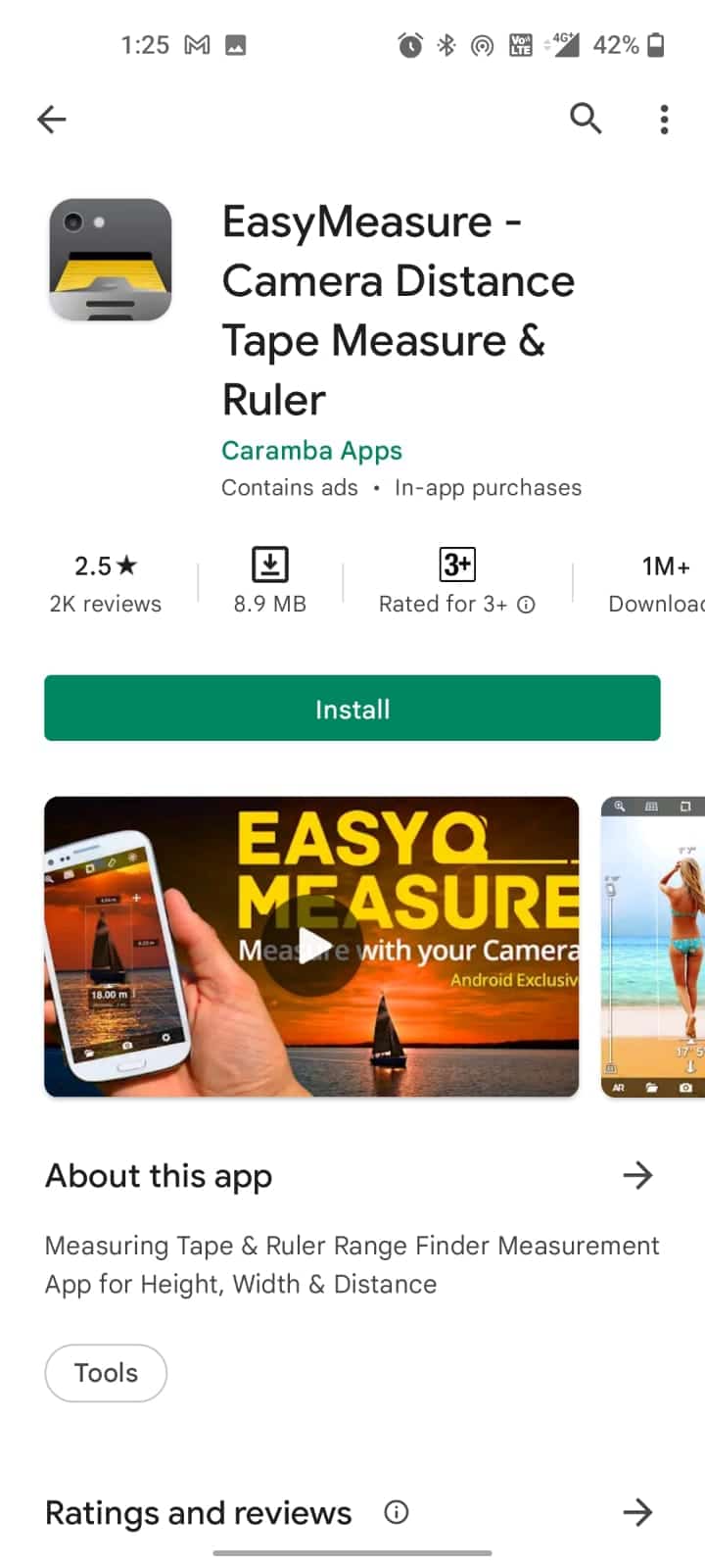 EasyMeasure 카메라 거리 줄자 눈금자. Android의 상위 18개 최고의 측정 앱