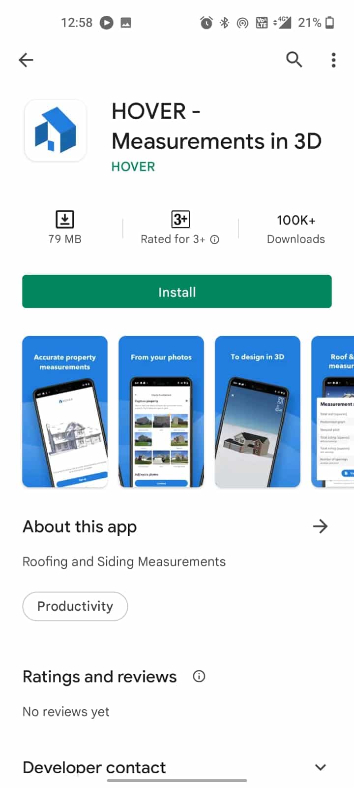 HOVER 3D 측정. Android의 상위 18개 최고의 측정 앱