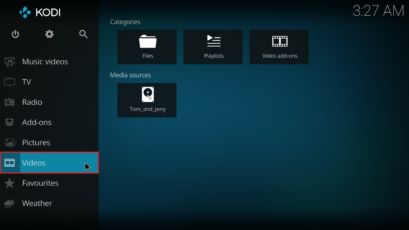 คลิกที่แท็บวิดีโอ วิธีเพิ่ม IMDB บน ​​Kodi