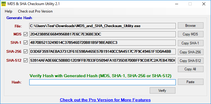 Utilice la utilidad de suma de comprobación MD5 y SHA
