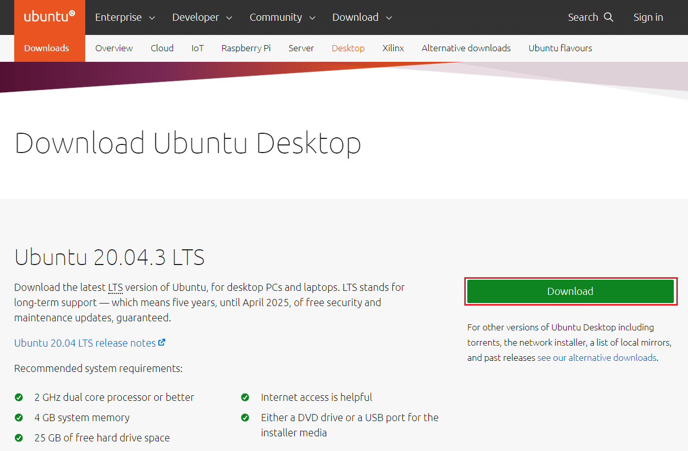 pobierz system operacyjny Ubuntu Desktop z oficjalnej strony internetowej