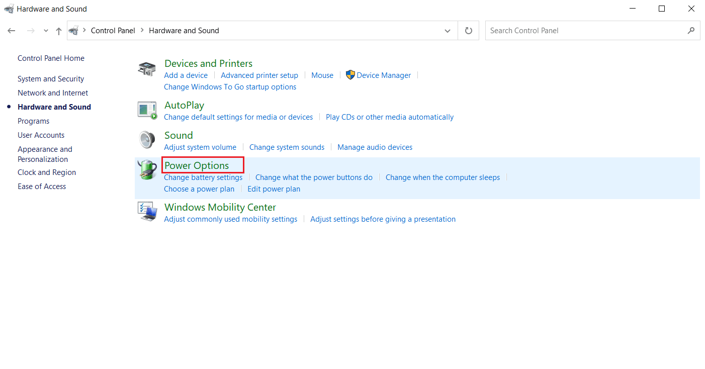 Options d'alimentation. Correction du processus MoUSO Core Worker dans Windows 10