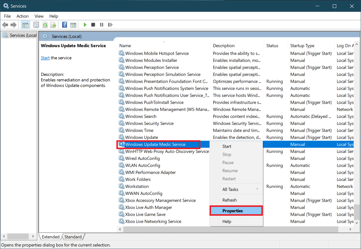 Choix des propriétés. Comment réparer l'utilisation élevée du disque WaasMedicSVC.exe dans Windows 10