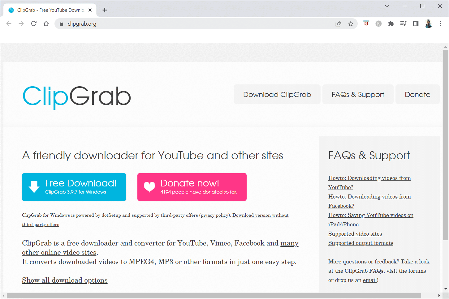 ClipGrab. 30 meilleurs outils de capture vidéo