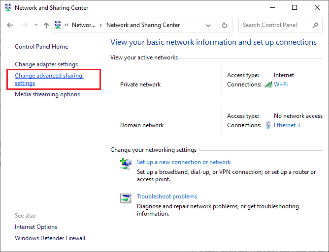 更改高级共享设置。如何在 Windows 10 中打开网络发现