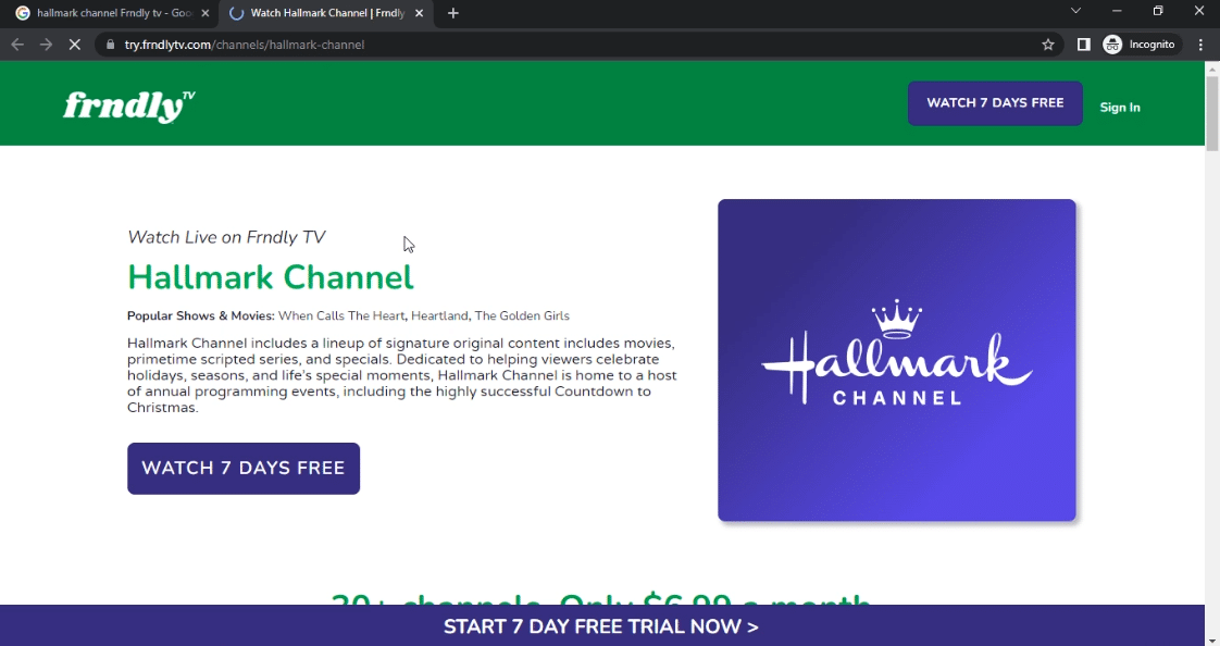 قناة هولمارك في Frndly TV. طرق لمشاهدة قناة هولمارك بدون كابل