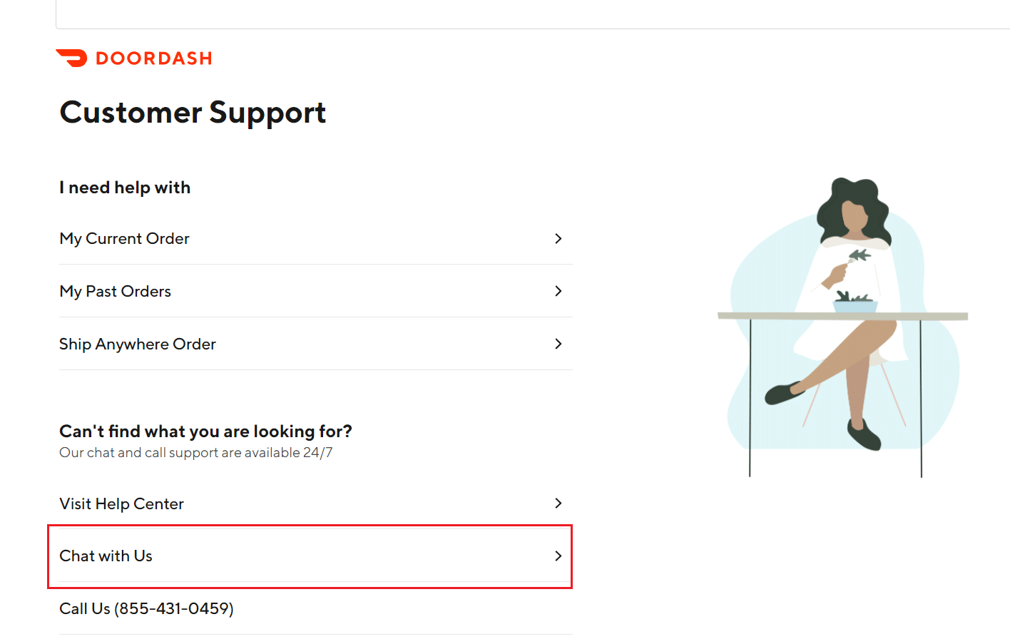 doordash 고객 지원 채팅