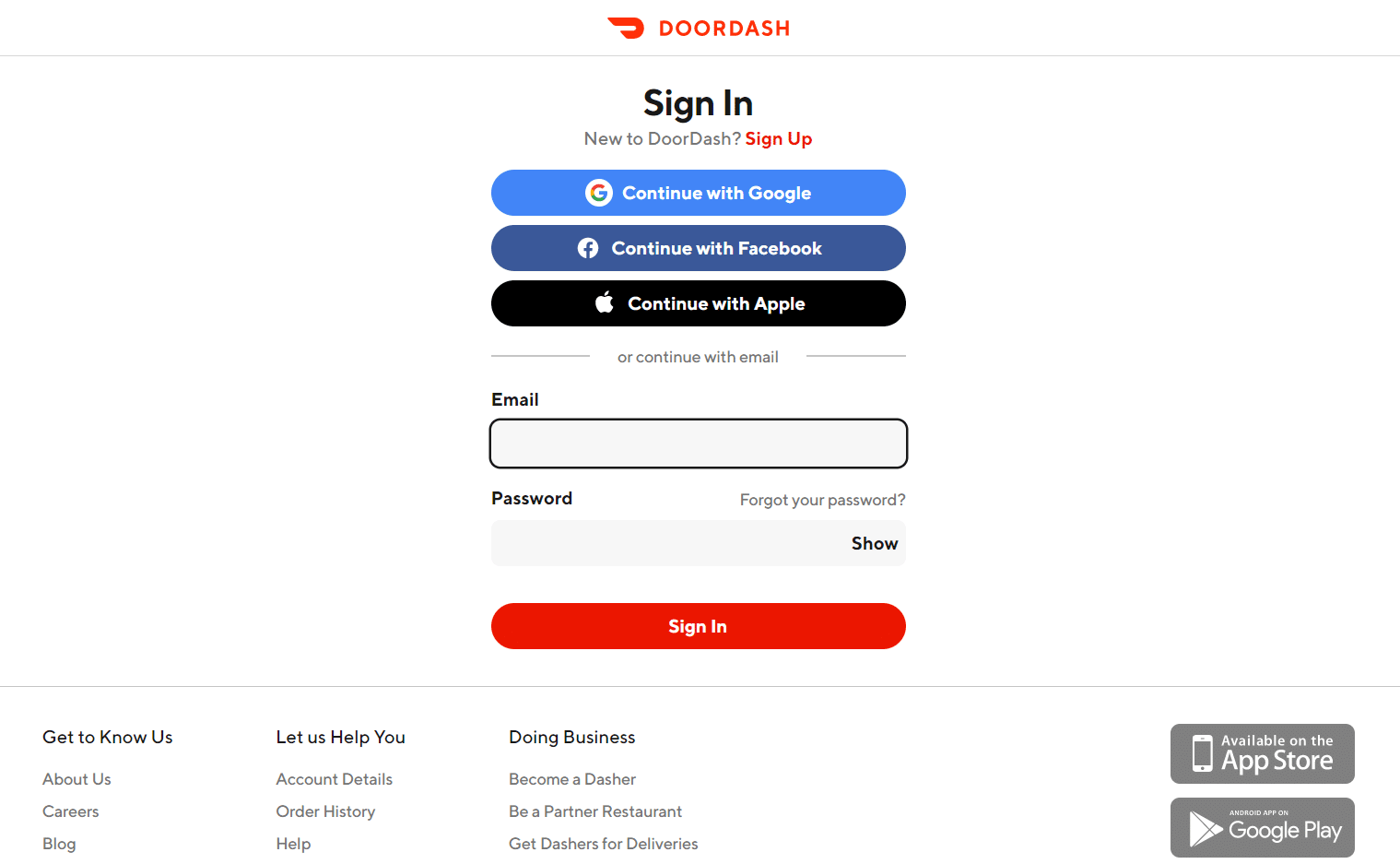 도어대시 계정에 로그인합니다. DoorDash 계정을 삭제하는 방법