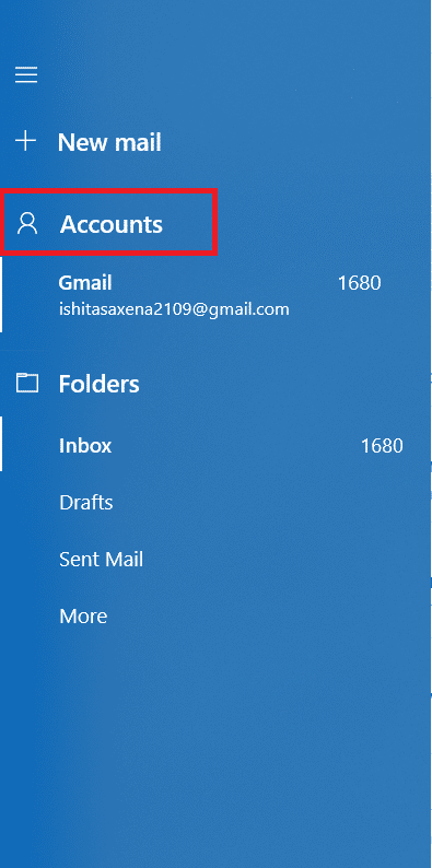 Pilih Akun dari panel kiri jendela
