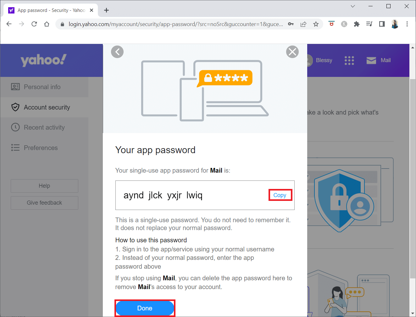 klik Salin lalu Selesai