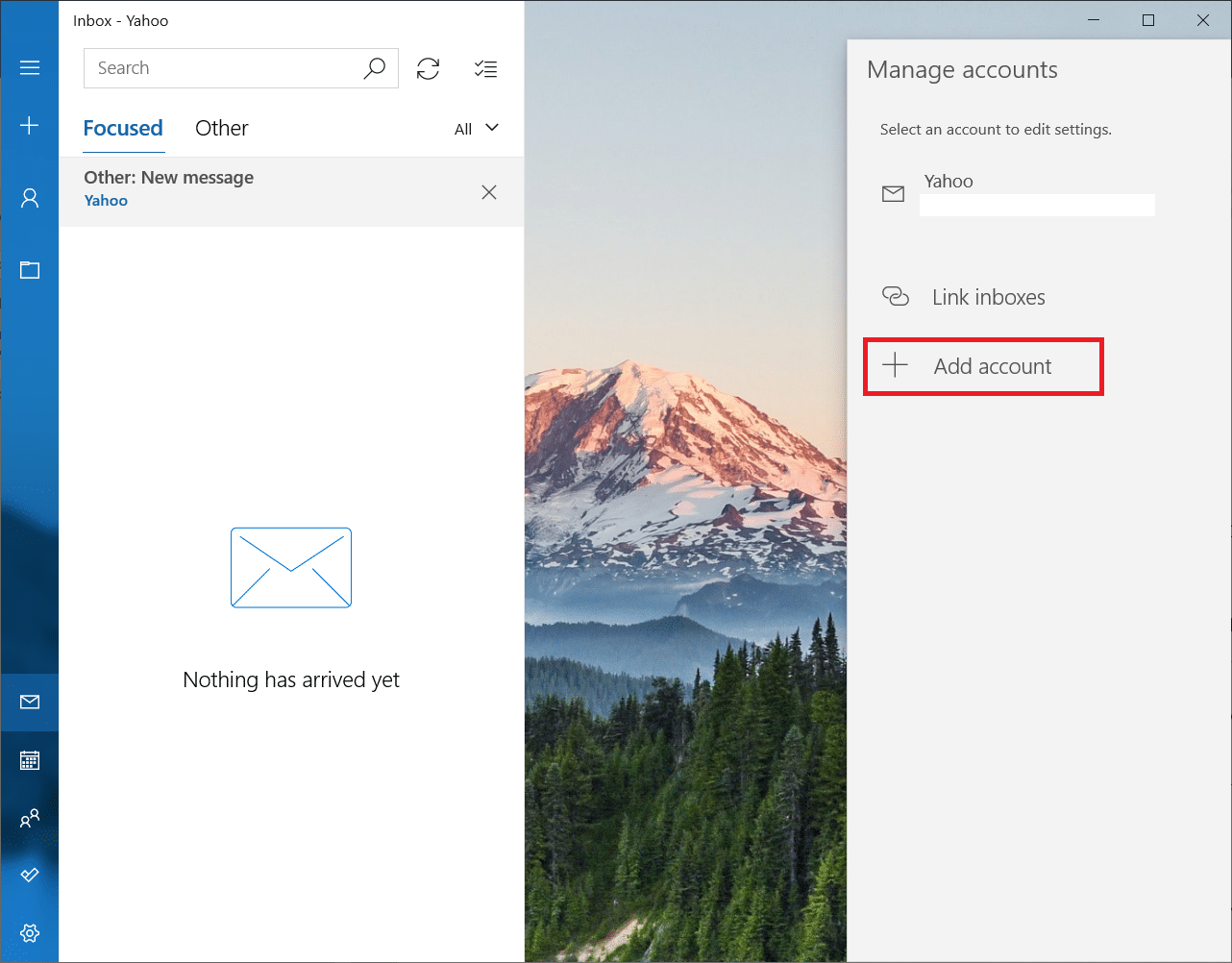 Klik Tambahkan akun. Cara Memperbaiki Kesalahan Yahoo Mail 0x8019019a