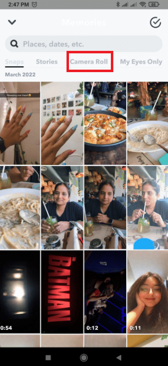 atingeți opțiunea Camera Roll. Cum să puneți filtre Snapchat pe imaginile din camera foto