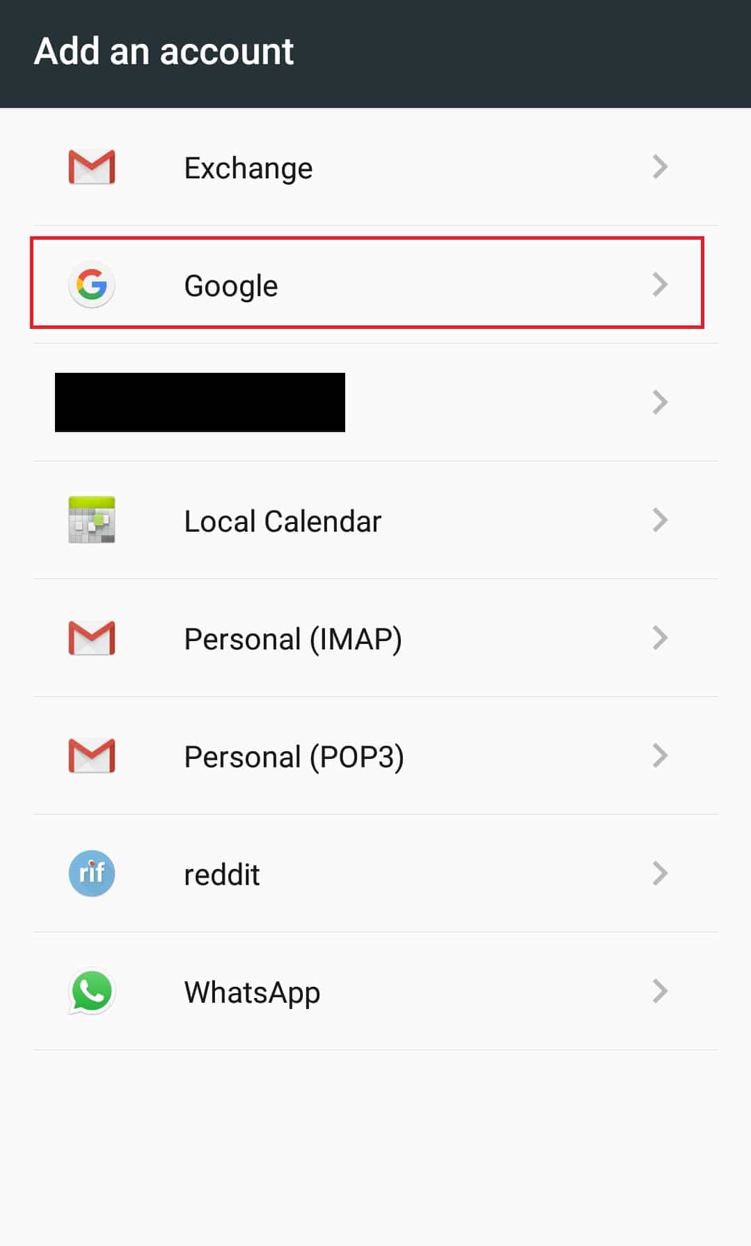 opțiunea Google