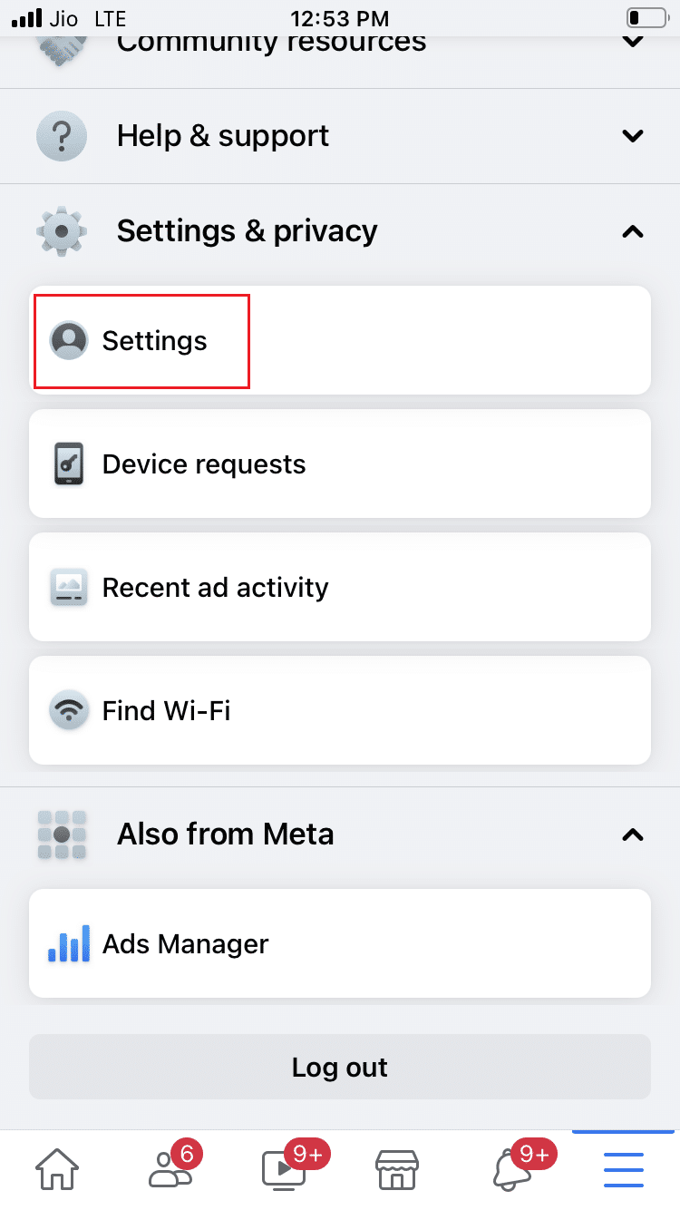在 Facebook iOS 應用上選擇設置