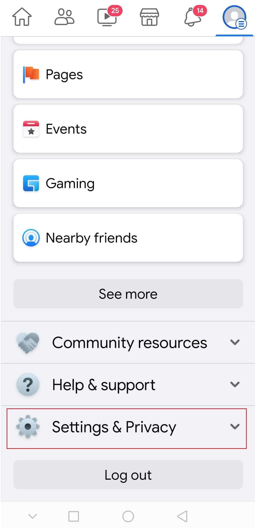點擊安全和隱私。如何關閉 Facebook 市場通知