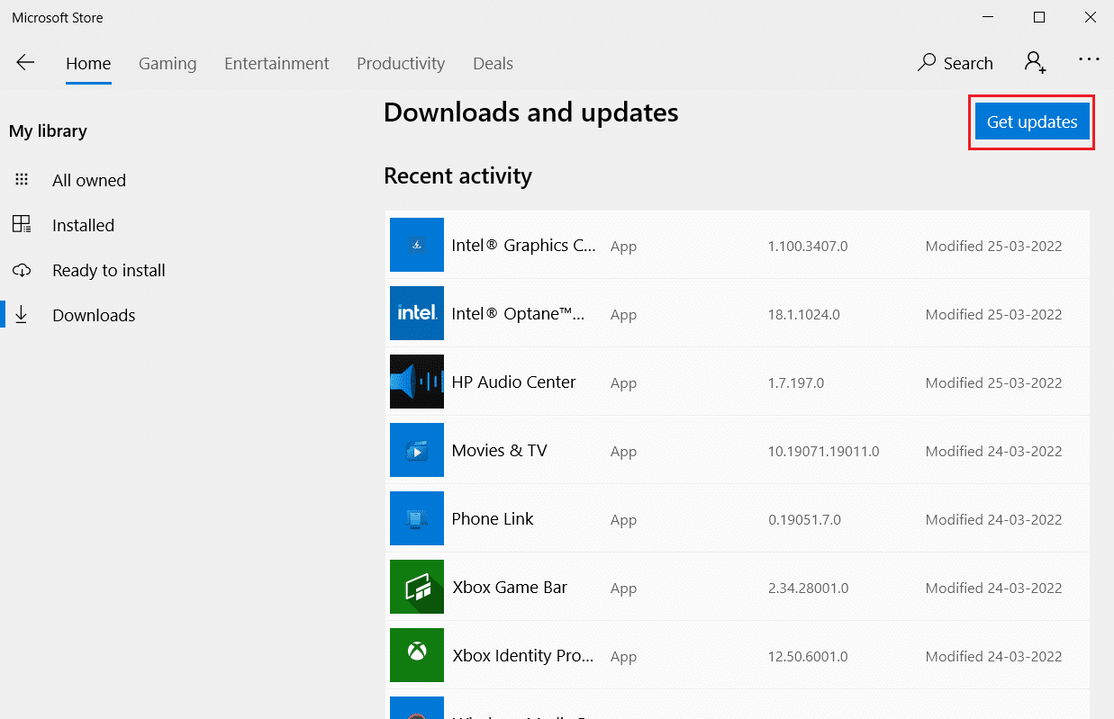 haga clic en Obtener actualizaciones. Se ha producido una excepción no controlada en su aplicación en Windows 10