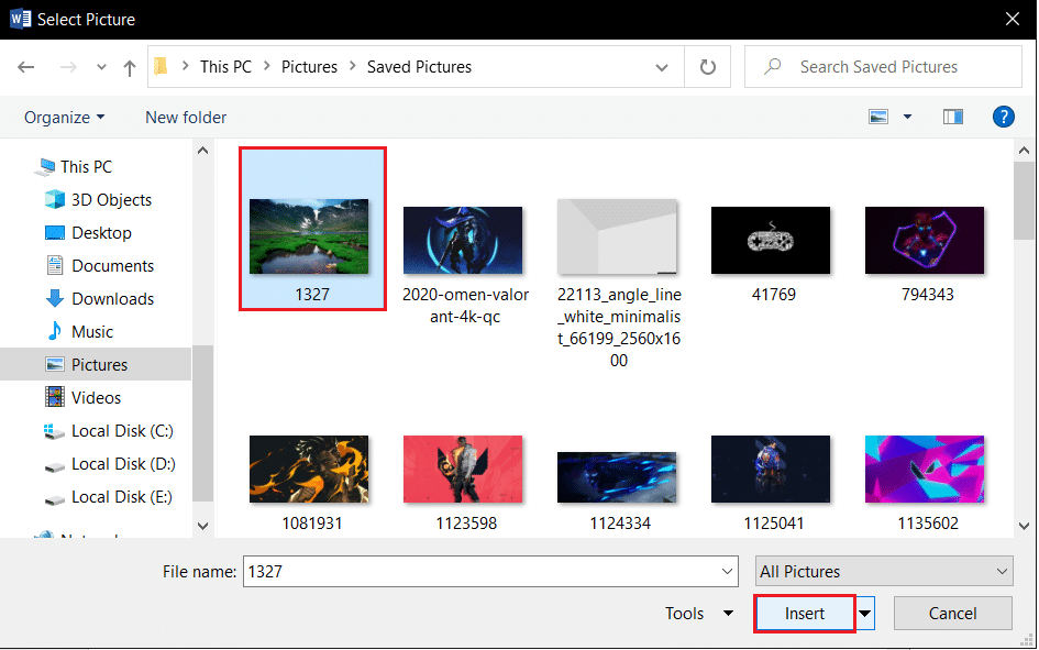 insérer une image dans MS Word