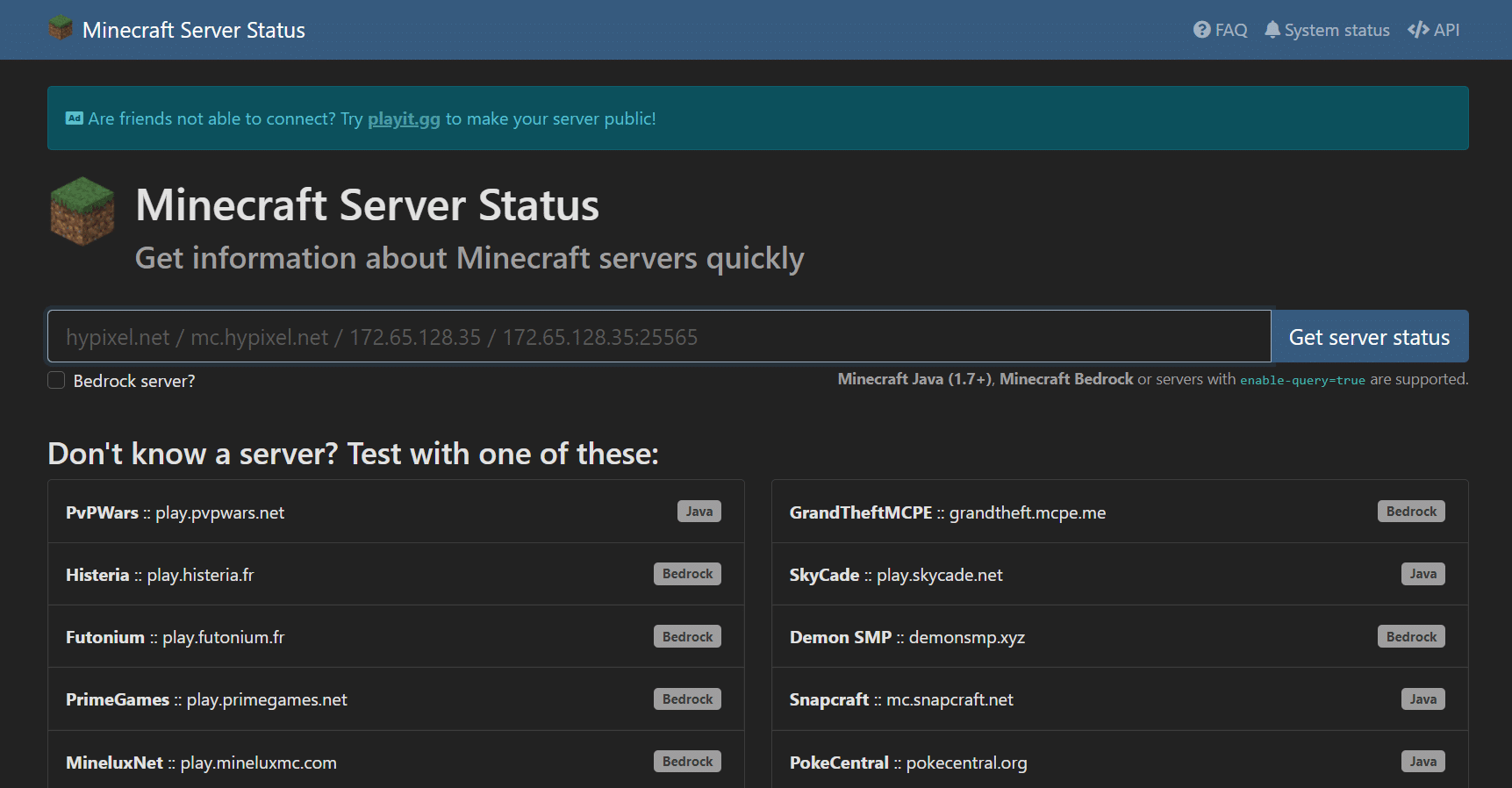 หน้าสถานะเซิร์ฟเวอร์ Minecraft แก้ไขการเชื่อมต่อ Minecraft หมดเวลาไม่มีข้อผิดพลาดข้อมูลเพิ่มเติม