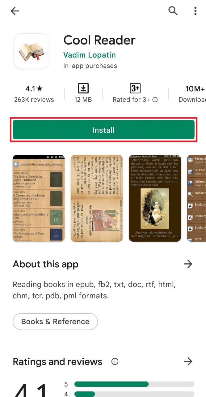 ติดตั้งแอปพลิเคชั่น Cool Reader บนอุปกรณ์ของคุณ
