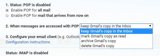 จาก เมื่อเข้าถึงข้อความด้วย POP drop-down ให้เลือกตัวเลือกที่ต้องการ