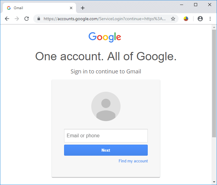 พิมพ์ gmail.com ในแถบที่อยู่เว็บเบราว์เซอร์ของคุณเพื่อไปยังเว็บไซต์ Gmail