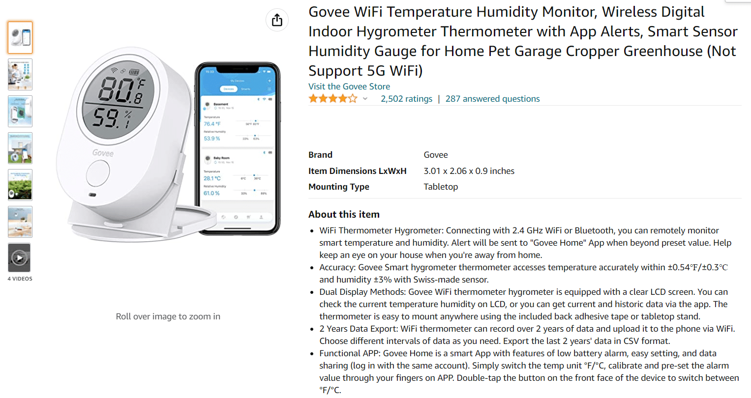 Govee 온도계 또는 습도계. 11 최고의 WiFi 온도 및 습도 센서
