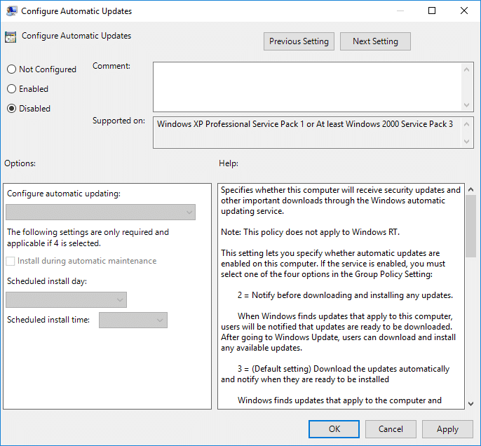 ปิดการใช้งาน Windows Update อัตโนมัติโดยใช้ Group Policy Editor